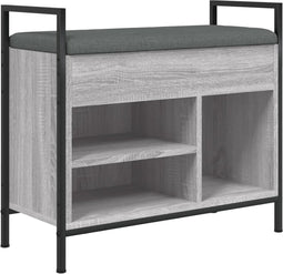 vidaXL - Schoenenbank - 65,5x32x57,5 - cm - bewerkt - hout - grijs - sonoma