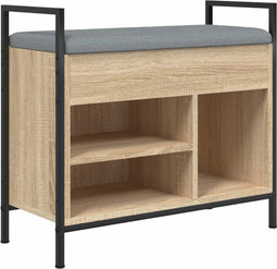 vidaXL - Schoenenbank - 65,5x32x57,5 - cm - bewerkt - hout - sonoma - eikenkleurig