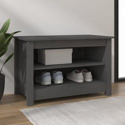 vidaXL - Schoenenbank - 70x38x45,5 - cm - massief - grenenhout - grijs