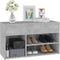 vidaXL - Schoenenbank - 80x30x45 - cm - bewerkt - hout - betongrijs