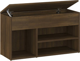 vidaXL - Schoenenbank - 80x30x45 - cm - bewerkt - hout - bruin - eikenkleur