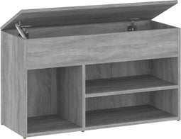 vidaXL - Schoenenbank - 80x30x45 - cm - bewerkt - hout - grijs - sonoma - eikenkleurig