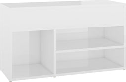 vidaXL - Schoenenbank - 80x30x45 - cm - bewerkt - hout - hoogglans - wit