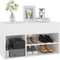 vidaXL - Schoenenbank - 80x30x45 - cm - bewerkt - hout - hoogglans - wit