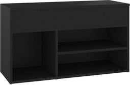 vidaXL - Schoenenbank - 80x30x45 - cm - bewerkt - hout - zwart
