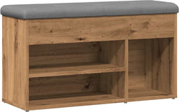 vidaXL - Schoenenbank - 82x32x45,5 - cm - bewerkt - hout - artisanaal - eikenkleur