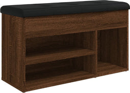 vidaXL - Schoenenbank - 82x32x45,5 - cm - bewerkt - hout - bruin - eikenkleur