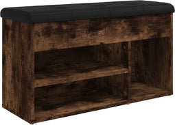 vidaXL - Schoenenbank - 82x32x45,5 - cm - bewerkt - hout - gerookt - eikenkleurig