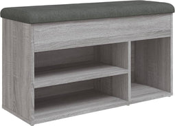vidaXL - Schoenenbank - 82x32x45,5 - cm - bewerkt - hout - grijs - sonoma