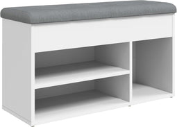 vidaXL - Schoenenbank - 82x32x45,5 - cm - bewerkt - hout - wit