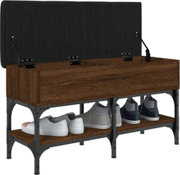 vidaXL - Schoenenbank - 82x32x45 - cm - bewerkt - hout - bruin - eikenkleur