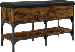 vidaXL - Schoenenbank - 82x32x45 - cm - bewerkt - hout - gerookt - eikenkleurig