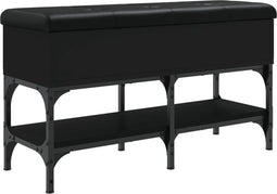 vidaXL - Schoenenbank - 82x32x45 - cm - bewerkt - hout - zwart