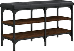 vidaXL - Schoenenbank - 82x32x47 - cm - bewerkt - hout - bruin - eikenkleur