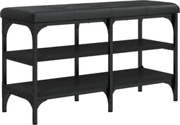 vidaXL - Schoenenbank - 82x32x47 - cm - bewerkt - hout - zwart