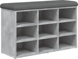 vidaXL - Schoenenbank - 82x32x50 - cm - bewerkt - hout - betongrijs