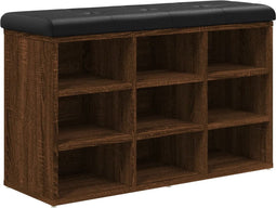 vidaXL - Schoenenbank - 82x32x50 - cm - bewerkt - hout - bruin - eikenkleur