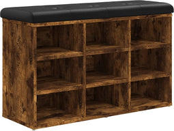 vidaXL - Schoenenbank - 82x32x50 - cm - bewerkt - hout - gerookt - eikenkleurig