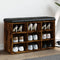 vidaXL - Schoenenbank - 82x32x50 - cm - bewerkt - hout - gerookt - eikenkleurig