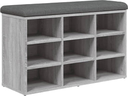 vidaXL - Schoenenbank - 82x32x50 - cm - bewerkt - hout - grijs - sonoma - eikenkleurig
