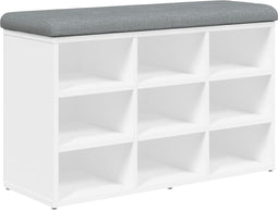 vidaXL - Schoenenbank - 82x32x50 - cm - bewerkt - hout - wit