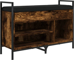 vidaXL - Schoenenbank - 85,5x32x57,5 - cm - bewerkt - hout - gerookt - eikenkleurig