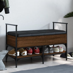 vidaXL - Schoenenbank - 85,5x42x57,5 - cm - bewerkt - hout - bruin - eikenkleur