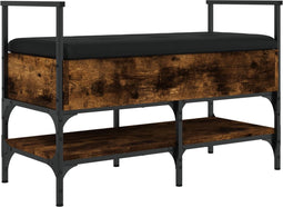 vidaXL - Schoenenbank - 85,5x42x57,5 - cm - bewerkt - hout - gerookt - eikenkleurig