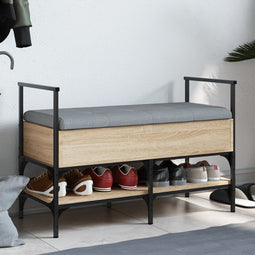 vidaXL - Schoenenbank - 85,5x42x57,5 - cm - bewerkt - hout - sonoma - eikenkleurig