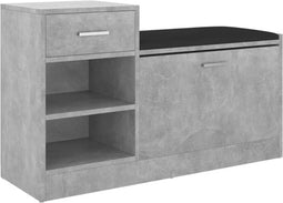 vidaXL - Schoenenbank - 94,5x31x57 - cm - bewerkt - hout - betongrijs