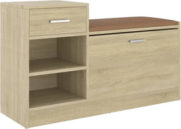 vidaXL - Schoenenbank - 94,5x31x57 - cm - bewerkt - hout - sonoma - eikenkleurig