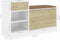 vidaXL - Schoenenbank - 94,5x31x57 - cm - bewerkt - hout - wit - sonoma - eikenkleurig