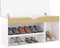 vidaXL - Schoenenbank - en - kussen - 104x30x49 - cm - hout - wit - sonoma - eiken