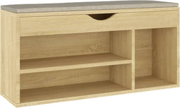 vidaXL - Schoenenbank - met - kussen - 104x30x49 - cm - bewerkt - hout - sonoma - eiken