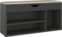 vidaXL - Schoenenbank - met - kussen - 104x30x49 - cm - bewerkt - hout - grijs