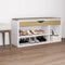 vidaXL - Schoenenbank - met - kussen - 104x30x49 - cm - bewerkt - hout - hoogglans - wit