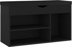 vidaXL - Schoenenbank - met - kussen - 80x30x47 - cm - bewerkt - hout - zwart