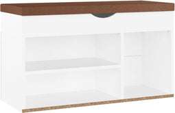 vidaXL - Schoenenbank - met - kussen - 80x30x47 - cm - bewerkt - hout - wit