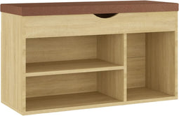vidaXL - Schoenenbank - met - kussen - 80x30x47 - cm - bewerkt - hout - sonoma - eiken