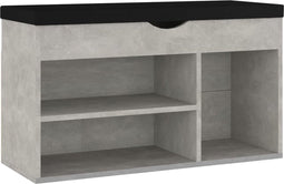 vidaXL - Schoenenbank - met - kussen - 80x30x47 - cm - bewerkt - hout - betongrijs