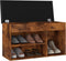 vidaXL - Schoenenbank - met - kussen - 80x30x47 - cm - bewerkt - hout - gerookt - eiken