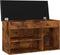 vidaXL - Schoenenbank - met - kussen - 80x30x47 - cm - bewerkt - hout - gerookt - eiken