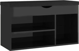 vidaXL - Schoenenbank - met - kussen - 80x30x47 - cm - hout - hoogglans - zwart