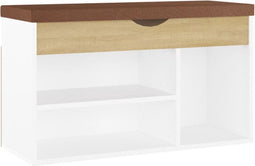 vidaXL - Schoenenbank - met - kussen - 80x30x47 - cm - hout - wit - sonoma - eiken