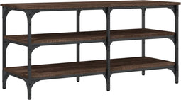 vidaXL - Schoenenbankje - 100x38,5x49 - cm - bewerkt - hout - bruin - eikenkleur