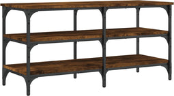 vidaXL - Schoenenbankje - 100x38,5x49 - cm - bewerkt - hout - gerookt - eikenkleurig