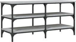 vidaXL - Schoenenbankje - 100x38,5x49 - cm - bewerkt - hout - grijs - sonoma