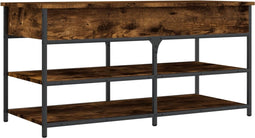 vidaXL - Schoenenbankje - 100x42,5x50 - cm - bewerkt - hout - gerookt - eikenkleurig