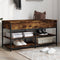 vidaXL - Schoenenbankje - 100x42,5x50 - cm - bewerkt - hout - gerookt - eikenkleurig