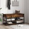 vidaXL - Schoenenbankje - 100x42,5x50 - cm - bewerkt - hout - gerookt - eikenkleurig
